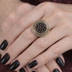 Sterling Silver Antique Button Ring